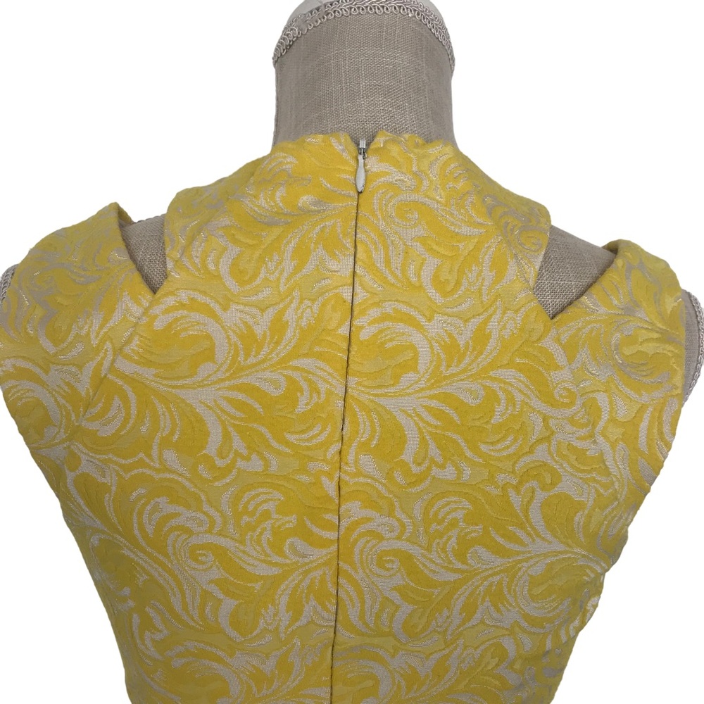Yellow And White Cache Size 2 Fitted Midi Dress W… - image 7
